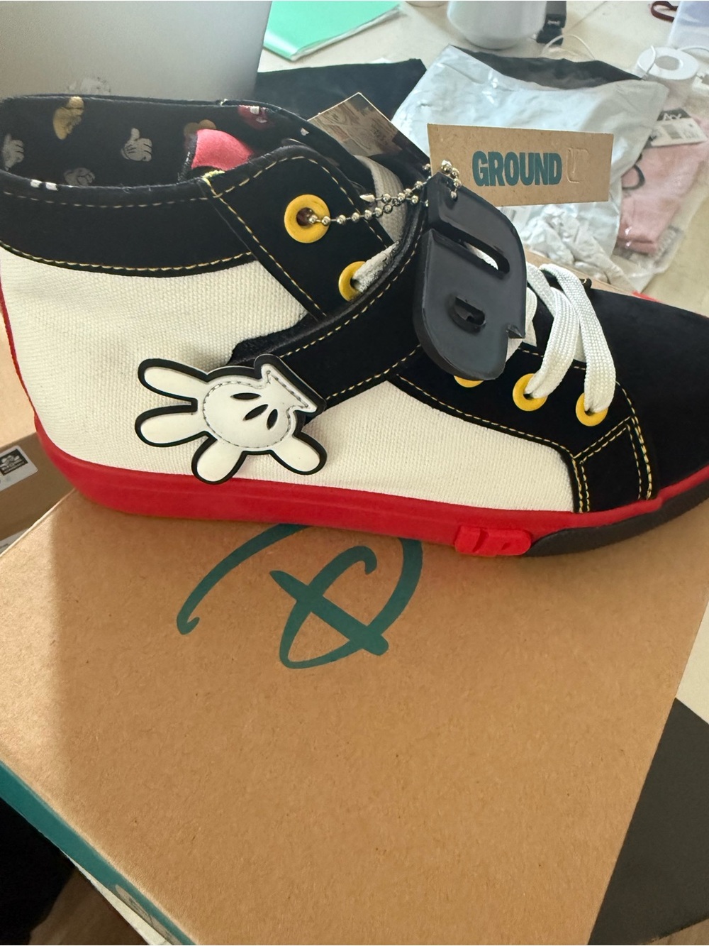 New Disney High-Top Canvas Sneakers in White, Black & Red